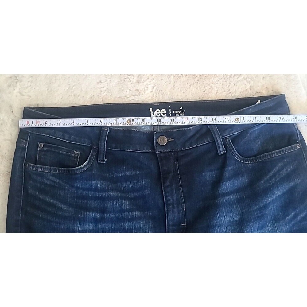 Lee Regular Fit Straight Leg Women's Jeans Size 20M Blue Stretch Dark Wash - Picture 6 of 14